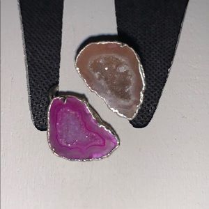 Pink and Toasted Plum/Creamy Brown Geode Ring